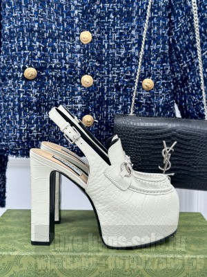 Gucci 5cm Platform 13.5cm Heel Slingback Pumps with Horsebit 02