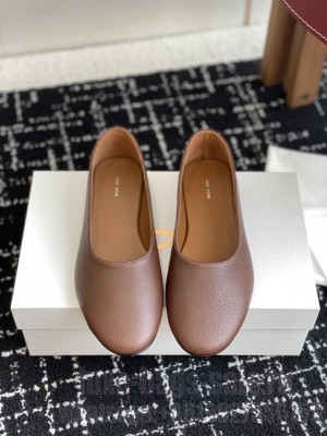 The Row Ballet Lambskin Flats Burgundy