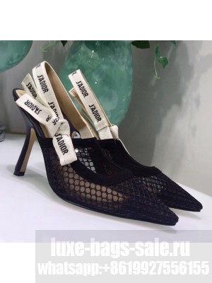 Dior J'Adior Slingback Fishnet Pump With 9.5cm Heel Black 2020 Collection
