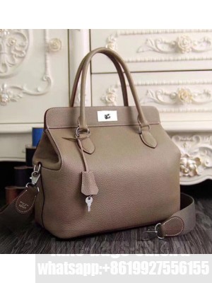 Hermes Original Togo Leather Toolbox Tote Bag Khaki