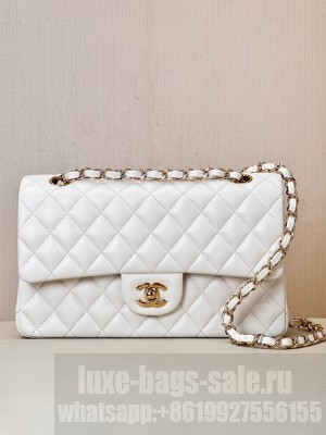 Chanel CLASSIC 11.12 HANDBAG Lambskin & Gold-Tone Metal A01112 white