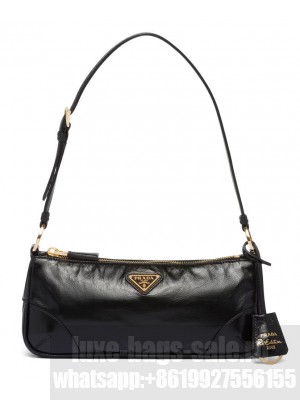 Prada Re-Edition 2002 Small Leather Shoulder Bag 1BC201 Black