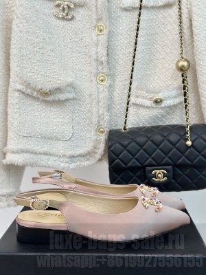 Chanel Satin Slingback Flat Pink