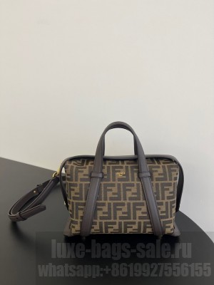 Fendi Cmon Medium Brown FF jacquard fabric and leather bag 3669