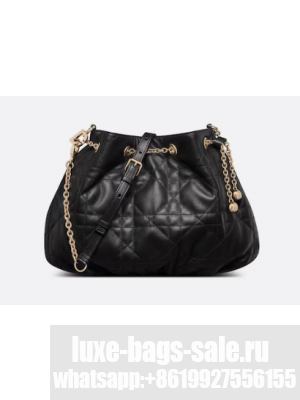 MEDIUM DIOR AMMI BAG Sand Black Supple Macrocannage Lambskin M22566F