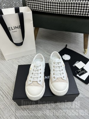 Chanel Quilted Canvas and Leather Sneakers Light White 2023 