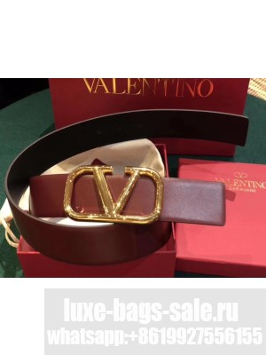 valentino 4cm vlogo belt burgundy/black