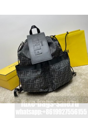 Fendi FF Jacquard Fendi Strike Medium fabric backpack 7VZ070A black