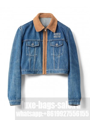 Miumiu Women's Navy Denim Blouson Jacket Blue