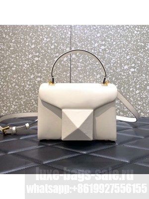 VALENTINO ONE STUD mini sheepskin shoulder bag WB0L13M white