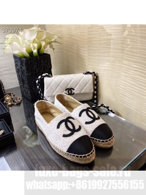 Chanel Terry/Grosgrain Espadrilles Lambskin Leather Spring/Summer 2021 Collection, White/Black