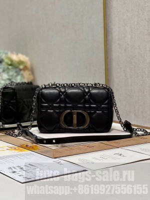 SMALL DIOR CARO BAG Supple Cannage Calfskin M9241U black&black