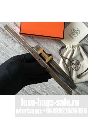Hermes Width 1.3cm Reversible Leather Constance H Buckle Belt Etoupe/Gold