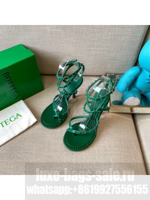 Bottega Veneta Dot Leather Ankle Wrap Sandals 9cm Green 2021 Collection