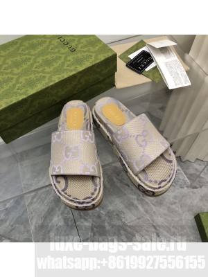 Gucci GG Canvas Platform 5cm Slide Sandals 2023 04