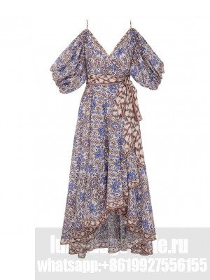 Zimmermann Women's Wylie Wrap Midi Dress Blue