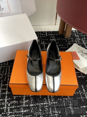Hermes Lilibeth 40 pump silver metallic goatskin 