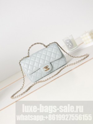 Chanel MINI FLAP BAG WITH TOP HANDLE AS4024 Ice blue