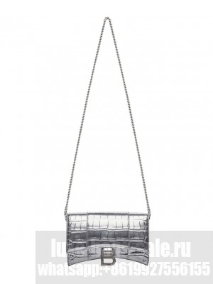 Balenciaga Hourglass Wallet On Chain 6560501 Silver