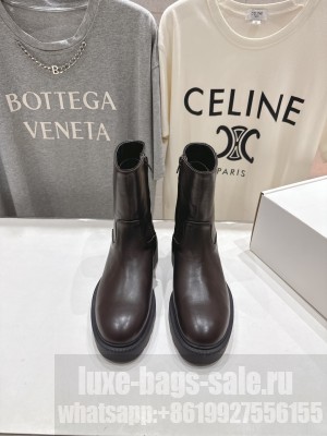 The Row Calfskin Ankle Boots Coffee