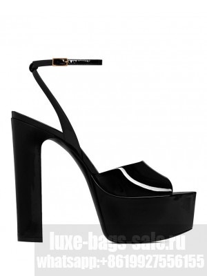 Saint Laurent Women's Jodie Platform Sandals In Patent Leather Black