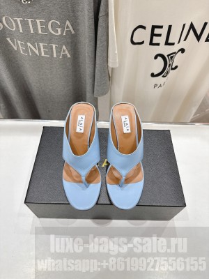 Alaïa CUBE THONG MULES IN LAMBSKIN BLUE