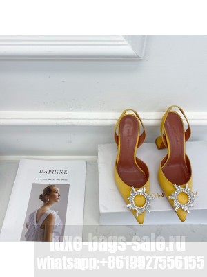 AMINA MUADDI HEEL 6.5CM BEGUM SLINGBACK PUMPS SATIN LIGHT BLUE 014 2021 Collection
