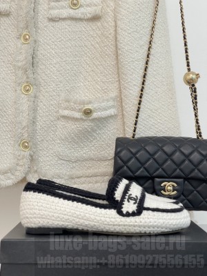 Chanel Crochet Flat Loafers White 2023