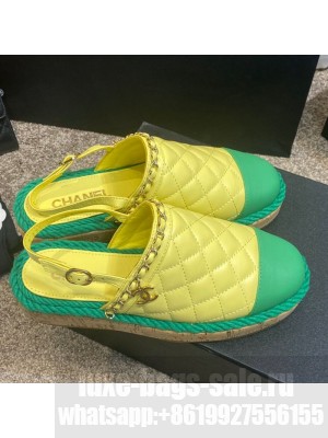 Chanel Quilted Lambskin Slingback Espadrilles Yellow Spring/Summer 2021 Collection