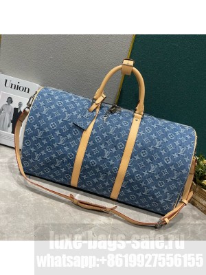 Louis Vuitton CUSTOMIZABLE Keepall Bandouliere 50 M41416 Denim Blue
