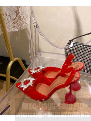 Amina Muaddi                                                                                        Begum crystal-embellished slingback pump red