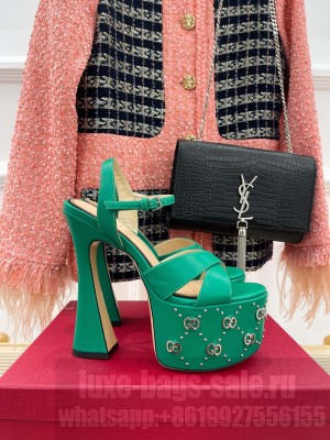 Gucci Women's Interlocking G studs 155mm sandal Green