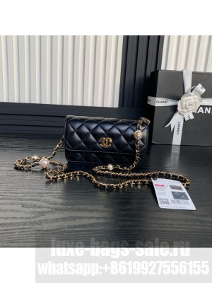 Chanel FLAP PHONE HOLDER WITH CHAIN AP4284 black