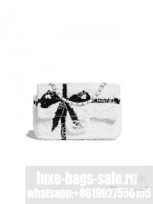Chanel EVENING BAG Sequins & Gold-Tone Metal AS4561 White&black
