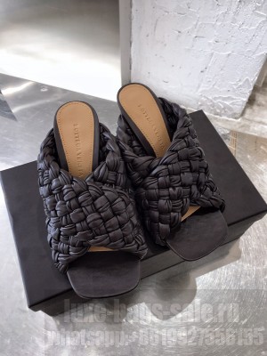 Botteg Veneta BOARD BROWN  Lambskin Woven 90mm Heel Slide Sandals 2020