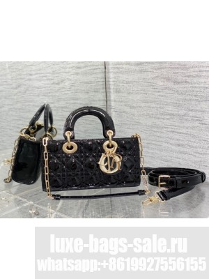 Dior SMALL LADY D-JOY BAG Patent Cannage Calfskin M0613OW black