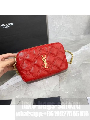 SAINT LAURENT MONOGRAM CHAIN WALLET IN LEATHER 655941 red