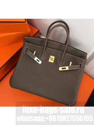 Hermes Birkin 25cm Bag Etoupe in Togo Leather With Gold Hardware