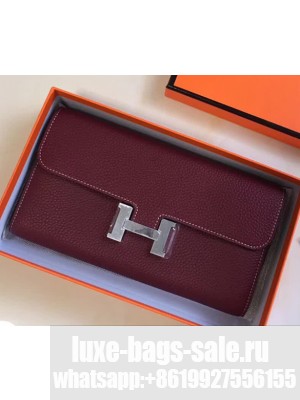 Hermes Epsom Calfskin Constance Long Wallet Clutch Bag Fuchsia