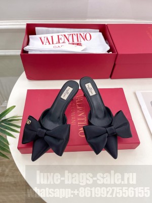 VALENTINO UN CHÂTEAU BOW MULES SATIN 60MM BLACK