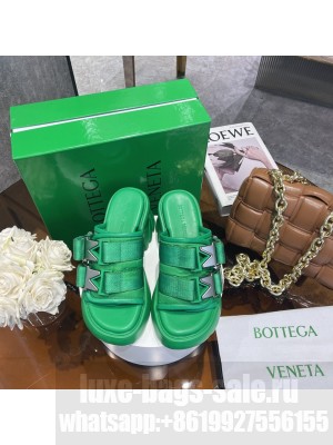 Bottega Veneta Flash Padded Fabric 8cm Mule with Buckle Green 2022 Collection