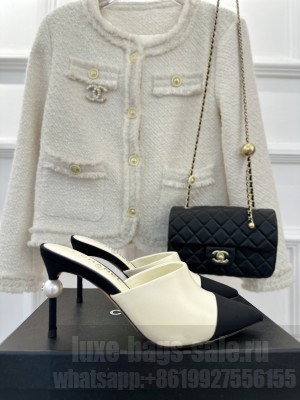 Chanel Pearl Heel 8.5cm Slide Mule 01