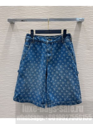 Louis Vuitton Women's Monogram Denim Bermuda Shorts Blue