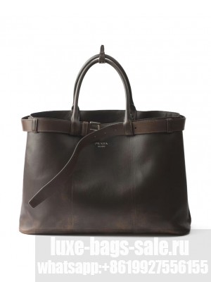 Prada Buckle Nappa Leather Bag With Belt 2VG126 Dark Coffee