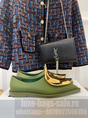 JIL SANDER Lambskin Loafers Green