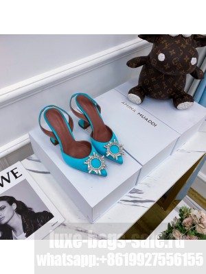 AMINA MUADDI HEEL 6.5CM BEGUM SLINGBACK PUMPS SATIN LIGHT BLUE 08 2021 Collection