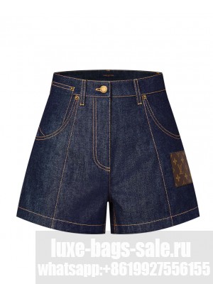 Louis Vuitton Women's High Waist Denim Shorts Dark Blue