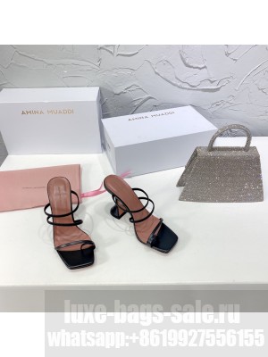 AMINA MUADDI Black Leather Sandals heel 9.5cm 2021 Collection