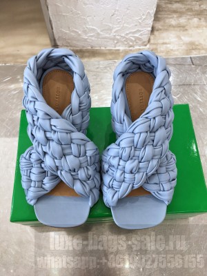 Botteg Veneta Oversized criss-cross straps Squared toe with rounded edges Slide-on Sandals 2020 Fall Light Blue
