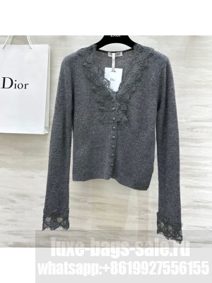 Dior Cashmere & Lace Cardigan Grey 2025